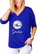 Philadelphia 76ers Womens Gameday Couture Weekender Dropped Hem V Neck T-Shirt - Blue