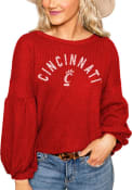 Cincinnati Bearcats Womens Gameday Couture Follow the Fun Bubble Sleeve Thermal T-Shirt - Red