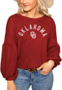 Oklahoma Sooners Womens Gameday Couture Follow the Fun Bubble Sleeve Thermal T-Shirt - Crimson