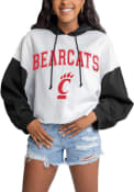 Gameday Couture Womens White Cincinnati Bearcats Good Time Drop Shoulder Colorblock Crop Hooded Sweatshirt