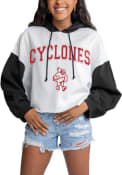 Iowa State Cyclones Womens Gameday Couture Good Time Drop Shoulder Colorblock Crop Hooded Sweatshirt - White
