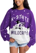 K-State Wildcats Womens Gameday Couture Twice As Nice Faded Crew Sweatshirt - Purple
