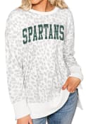 Michigan State Spartans Womens Gameday Couture Hide and Chic Leopard Crew Sweatshirt - White