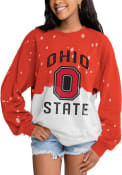 Ohio State Buckeyes Womens Gameday Couture Twice As Nice Faded Crew Sweatshirt - Red