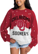 Oklahoma Sooners Womens Gameday Couture Twice As Nice Faded Crew Sweatshirt - Crimson