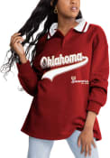 Oklahoma Sooners Womens Gameday Couture Happy Hour Knit Collared T-Shirt - Crimson