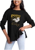Purdue Boilermakers Womens Gameday Couture Side Slit Crew Sweatshirt - Black