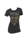 Shiner Beers Womens Black Ram Horns Short Sleeve T Shirt