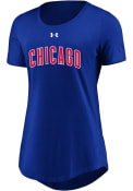 Chicago Cubs Womens Passion Team Font Blue Scoop T-Shirt