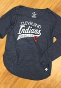 Cleveland Indians Womens Majestic Amaze T-Shirt - Navy Blue