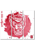 NC State Wolfpack 3 Piece Watercolor Canvas Wall Art