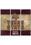 Texas State Bobcats 48x54 Double Border Triptych Canvas Wall Art