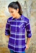 K-State Wildcats Womens Boyfriend Plaid Dress Shirt - Purple