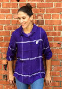 K-State Wildcats Womens Satin Boyfriend Plaid Dress Shirt - Purple