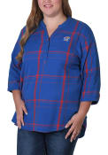 Kansas Jayhawks Womens Plaid Tunic Dress Shirt - Blue