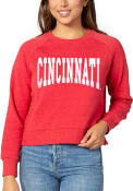 Red Womens Cincinnati Bearcats Boxy Raglan Crew Sweatshirt