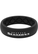 Seattle Seahawks Womens Groove Life Thin Black Silicone Ring - Black