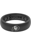 Colorado Buffaloes Womens Groove Life Thin White Logo Silicone Ring - Black
