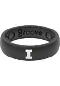 Illinois Fighting Illini Womens Groove Life Thin White Logo Silicone Ring - Black