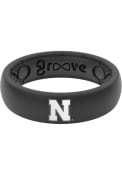 Nebraska Cornhuskers Womens Groove Life Thin White Logo Silicone Ring - Black
