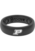 Purdue Boilermakers Womens Groove Life Thin White Logo Silicone Ring - Black