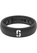 Stanford Cardinal Womens Groove Life Thin White Logo Silicone Ring - Black