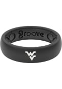 West Virginia Mountaineers Womens Groove Life Thin White Logo Silicone Ring - Black