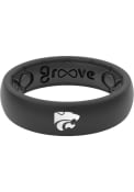 K-State Wildcats Womens Groove Life Thin White Logo Silicone Ring - Black