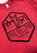 Philadelphia Red Rocky Skyline Trapezoid Short Sleeve T Shirt