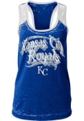 Kansas City Royals Womens Burnout Raglan Tank Top - Blue