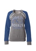 Kansas City Royals Womens Raglan Ls Crew Sweatshirt - Grey