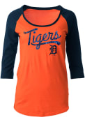 Detroit Tigers Womens Athletic Orange Scoop Neck Tee