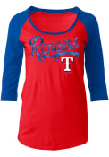 Texas Rangers Womens Athletic Red Scoop Neck Tee