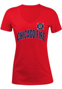 Chicago Fire Womens Red Glitter V-Neck