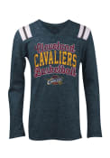 Cleveland Cavaliers Girls Navy Blue Script Long Sleeve T-shirt