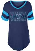 Villanova Wildcats Womens Navy Blue Boyfriend Sleeve Stripes T-Shirt