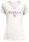 Kansas City Royals Womens White Glitter Pink Wordmark T-Shirt