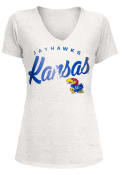 Kansas Jayhawks Womens White Foil T-Shirt