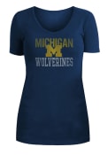 Michigan Wolverines Womens Navy Blue Potassium Spray T-Shirt
