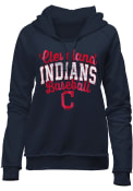 Cleveland Indians Womens Fleece Hooded Sweatshirt - Navy Blue