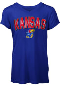 Kansas Jayhawks Womens Blue Rayon Foil T-Shirt