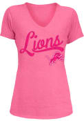 Detroit Lions Womens Pink Triblend Wordmark T-Shirt