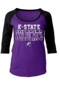 K-State Wildcats Womens Foil Raglan Purple Plus Size T-Shirt