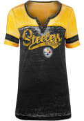 Pittsburgh Steelers Womens Black Washes T-Shirt