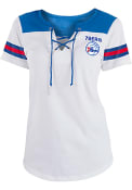 Philadelphia 76ers Womens Athletic Lace Placket V Neck T-Shirt - White
