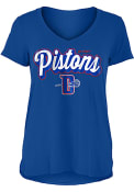 Detroit Pistons Womens Athletic Glitter V Neck T-Shirt - Blue
