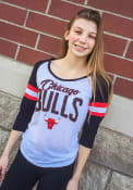 Chicago Bulls Womens Slub Glitter 3/4 Scoop Neck T-Shirt - White