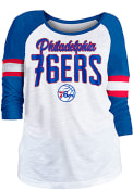 Philadelphia 76ers Womens Slub Glitter 3/4 Scoop Neck T-Shirt - White