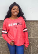 Chicago Bulls Womens Novelty Sweater Knit Crew Sweatshirt - Red