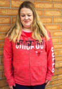 Chicago Bulls Womens Novelty Sweater Knit Full Zip Jacket - Red